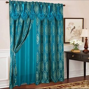 Teal living room curtains